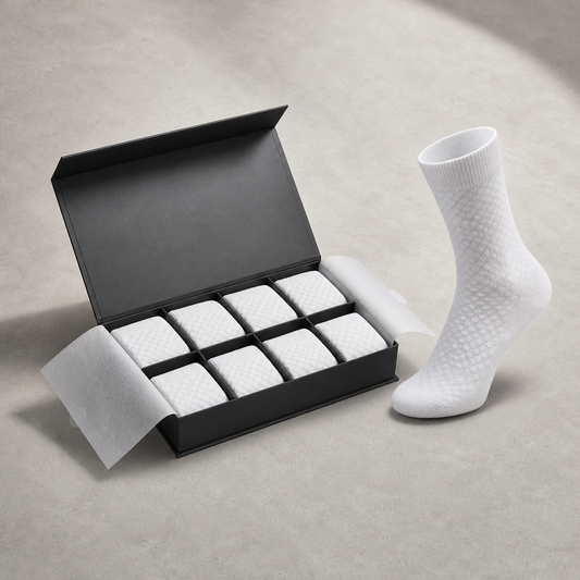 Coffret de huit chaussettes Alessio blanches à maille texturée