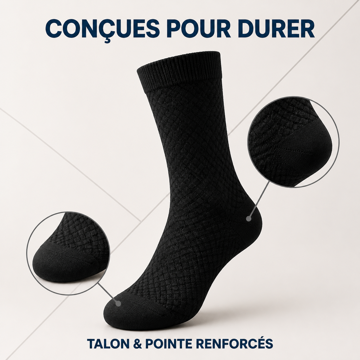 Talon et pointe renforcés des chaussettes Alessio