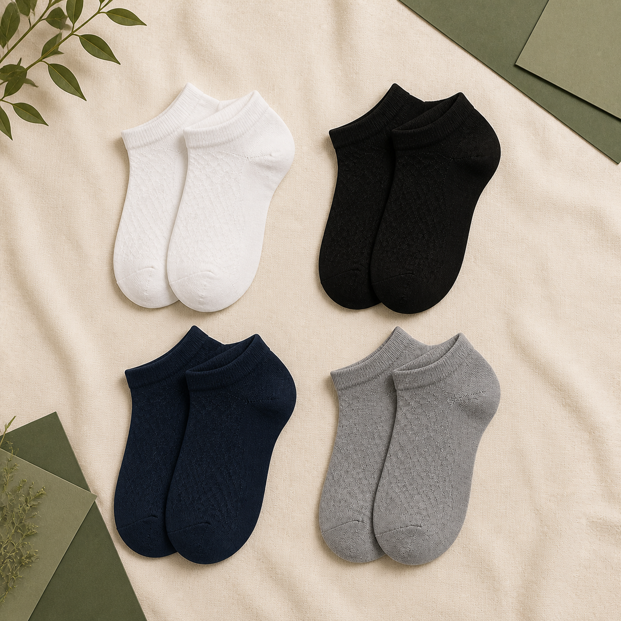 Coloris blanc noir bleu marine et gris des chaussettes basses Alessio