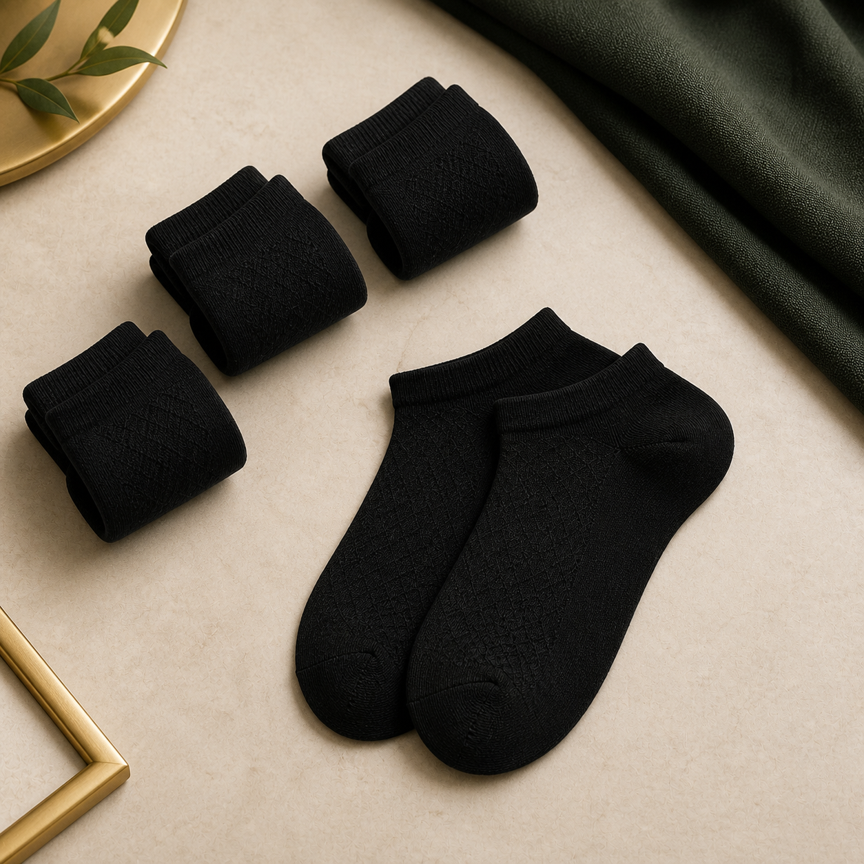 Quatre paires de chaussettes basses Alessio noires